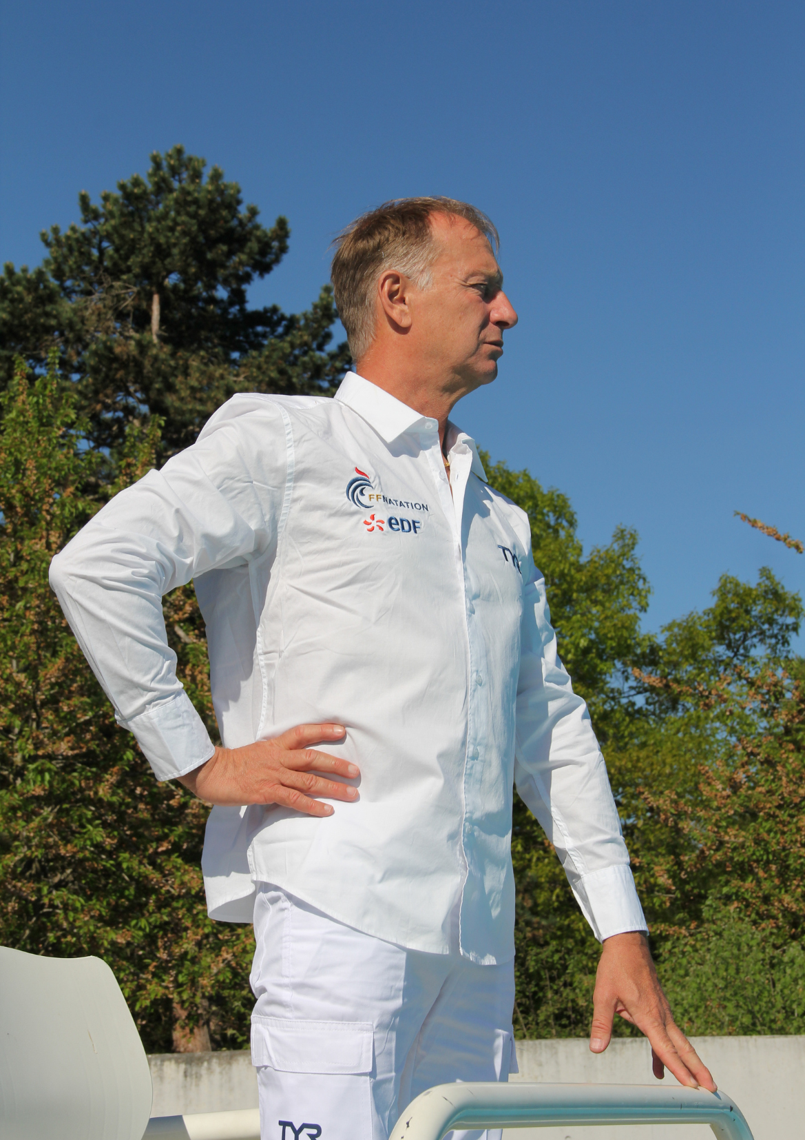 Chemise unisexe en coton pour Officiel TYR FFN EDF
